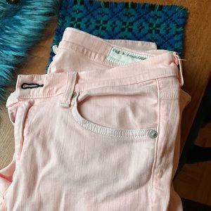Rag & Bone peachy pink cotton distressed stretch skinny jeans NWOT